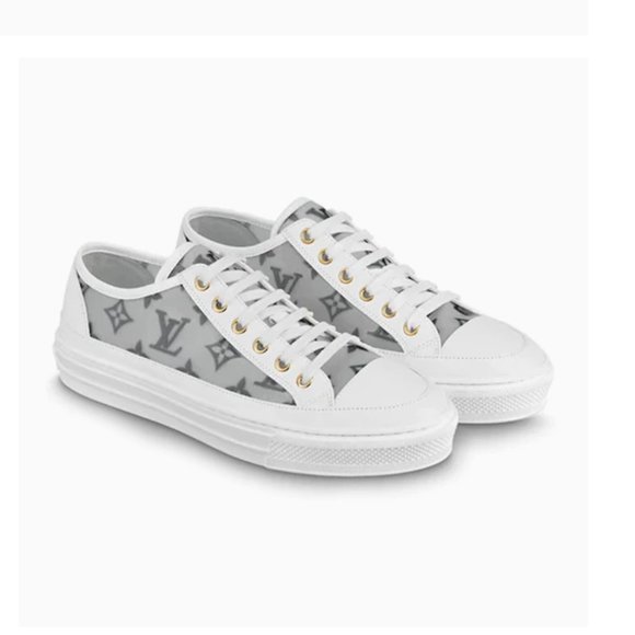 Louis Vuitton White Monogram Mesh And Leather Stellar Lace Up Sneakers - Picture 4 of 16